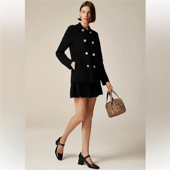 J. Crew Warwick Elegant navy sweater blazer with Gold Buttons - Picture 2 of 2